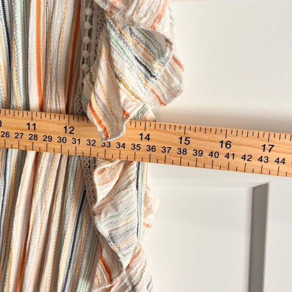 American Rag Cie White Multicolor Striped Boho Ruffle Dress Size L - Picture 7 of 9